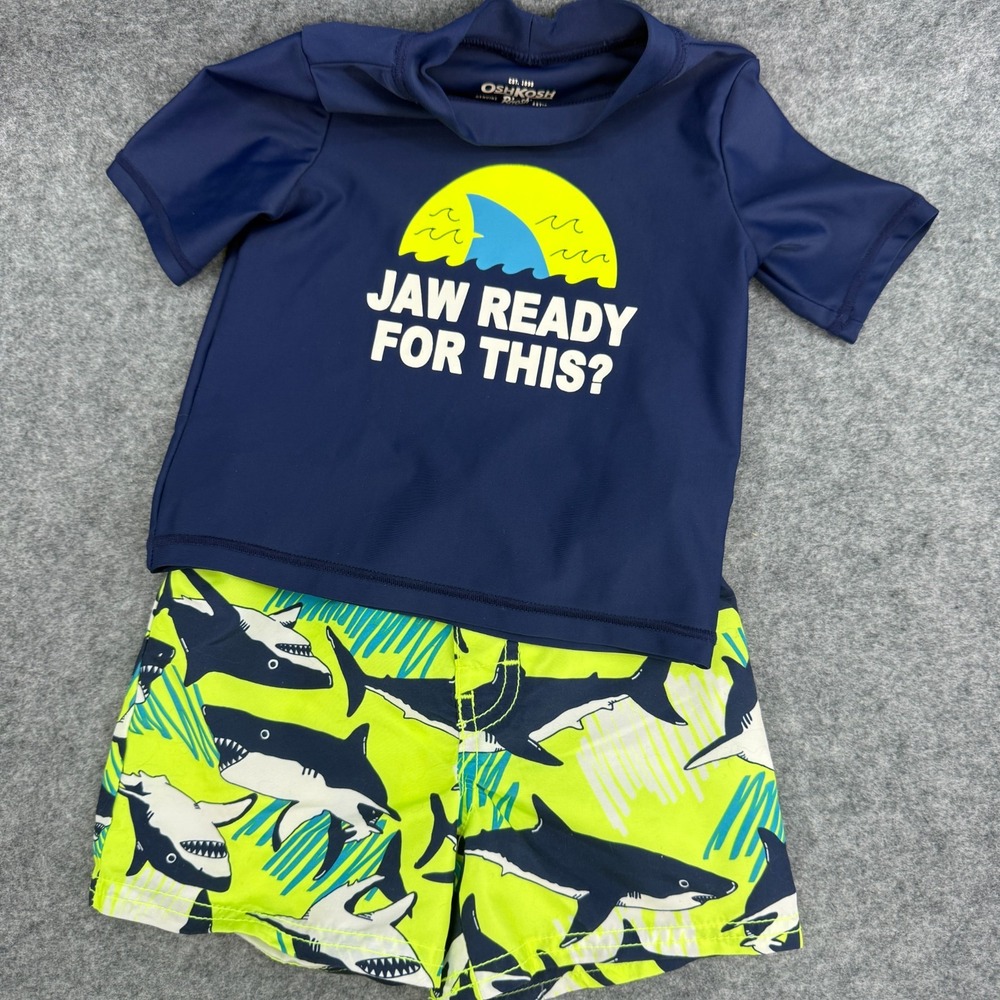 Osh Kosh B'gosh Boys 2pc Rashguard Swim Short Set 18M‎ Sharks Beach Water Ocean